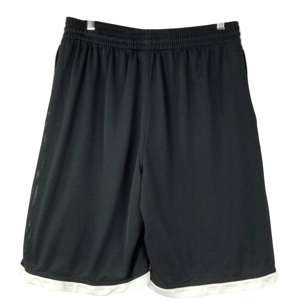 Nike Basketball Black White Drawstring Shorts M Elastic Waistband Mesh Swoosh